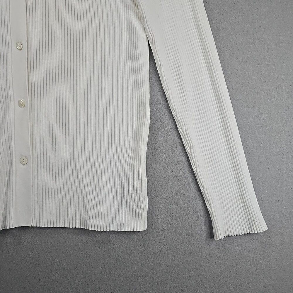 Babaton White Ribbed Button‑Front Cardigan - Picture 4 of 11